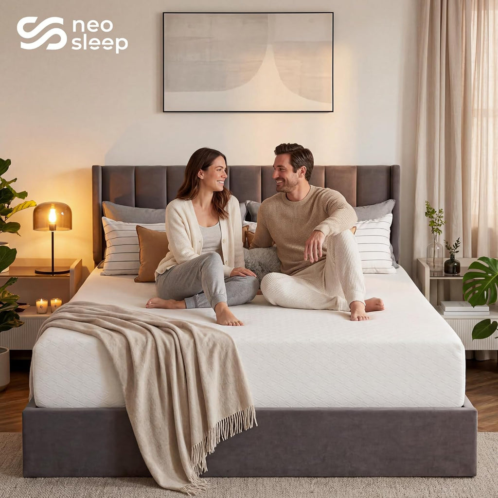 Neo Sleep 8 Inch Queen Cooling Gel Memory Foam Mattress - Medium Firm, CertiPUR-US Certified, Enhanced Pressure Relief, Removable Soft Cover