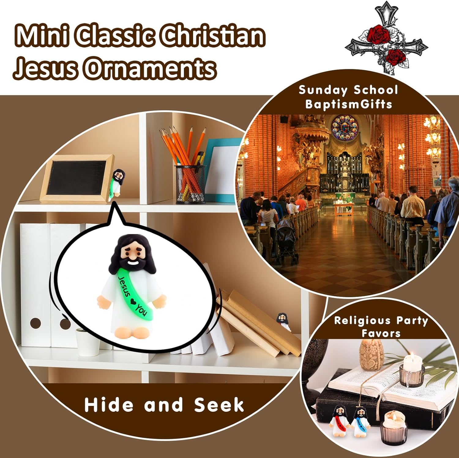 URSKYTOUS Mini Jesus Figurines - 25Pcs Rubber Saints for Easter Egg Stuffers & Baptism Gifts