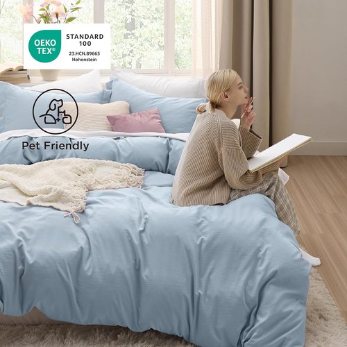 Bedsure Celestial Blue Duvet Cover Set - Extra Soft 3-Piece Full Size Bedding, 80x90 Inches with Zipper Closure & 2 Pillow Shams
