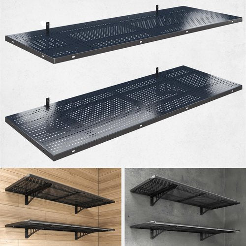 Heavy Duty Garage Shelving by [Brand Name] - 2-Pack Wall Mounted Storage Rack | 500 lbs Load Capacity, Black
