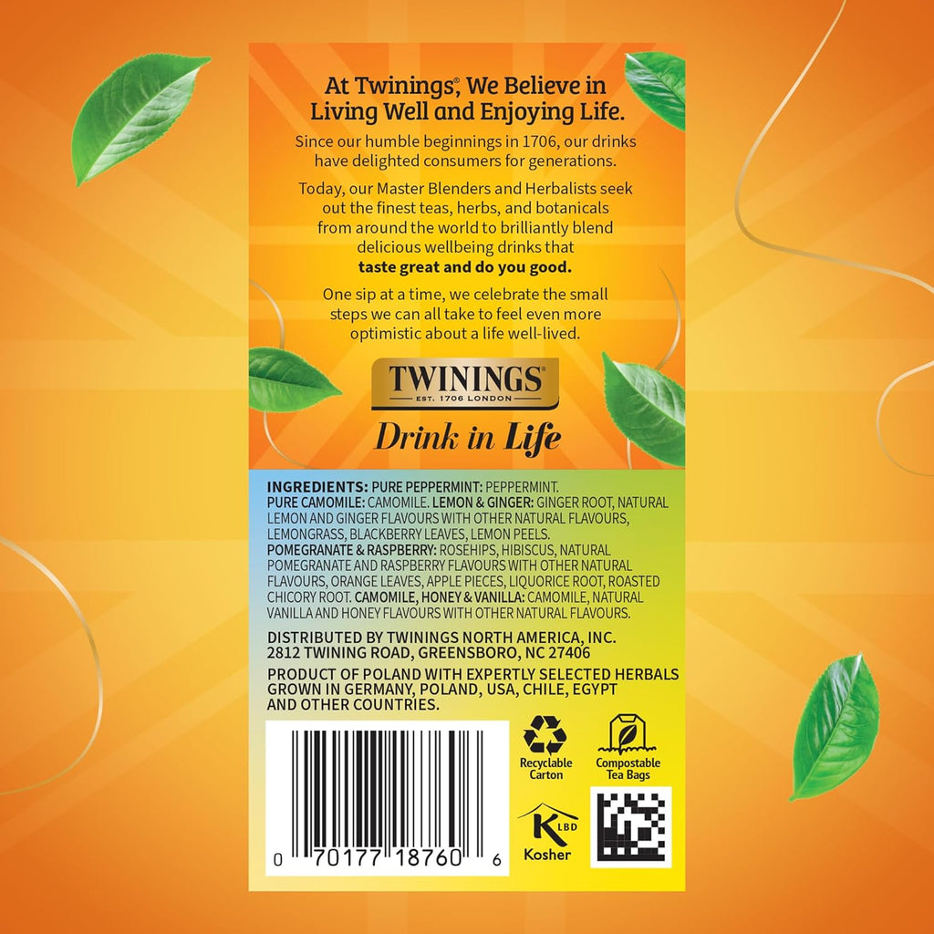 Twinings Herbal Tea Variety Pack - 20 Count (Pack of 6) | 5 Flavours, Naturally Caffeine-Free, Perfect for Hot or Iced Tea