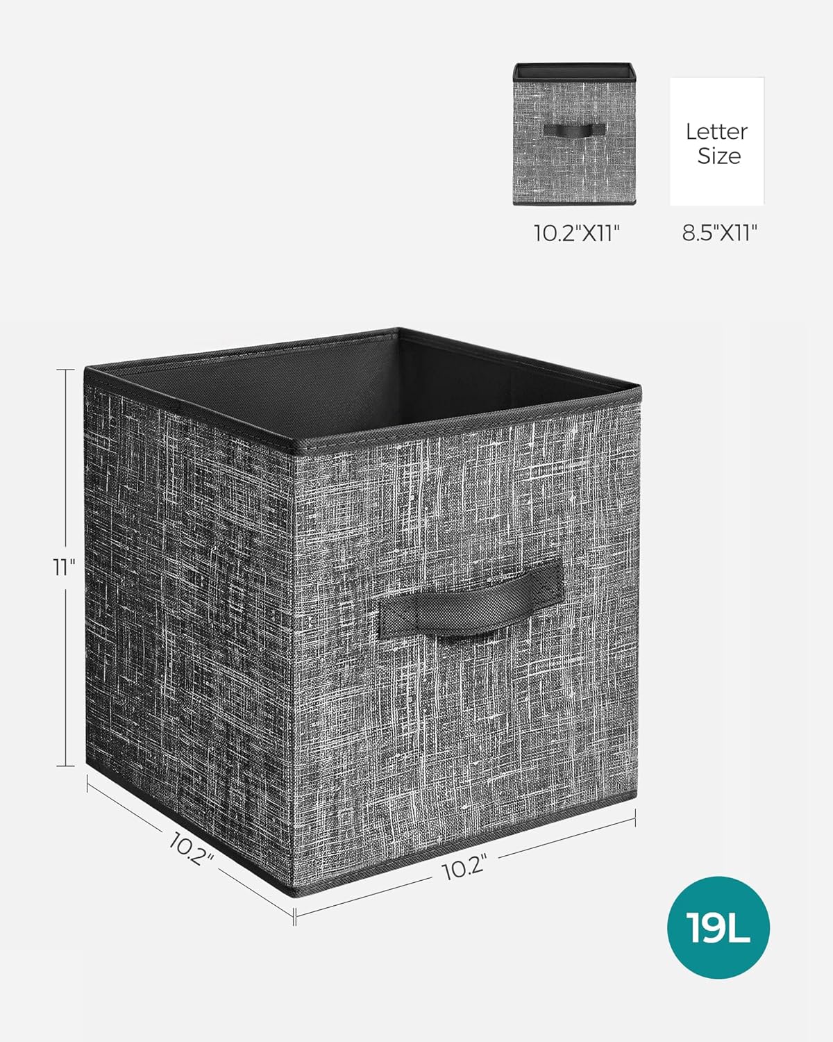 SONGMICS Storage Cubes - 11-Inch Foldable Non-Woven Fabric Bins | Set of 6 Closet Organizers in Classic Black