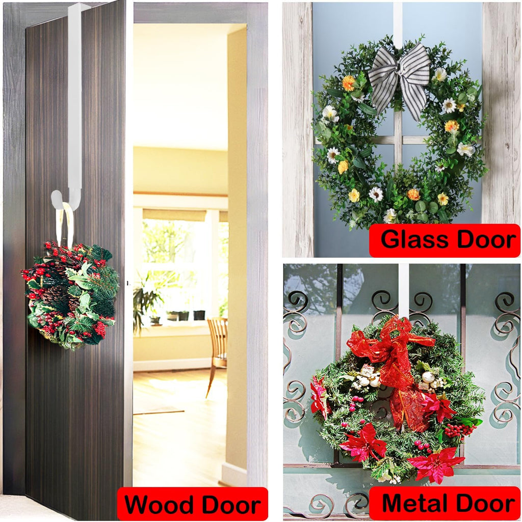Regine Switzerland Wreath Hanger - Adjustable 15" to 25" for Christmas & Fall Decor | White
