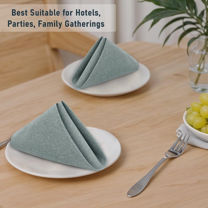 Ruvanti Cloth Napkins Set of 12, 18x18 Reusable Napkins Cloth Washable, Soft & Durable Table Napkin, Poly Cotton Fabric Dinner Napkins for Parties, Christmas, Thanksgiving, Weddings - Army Green