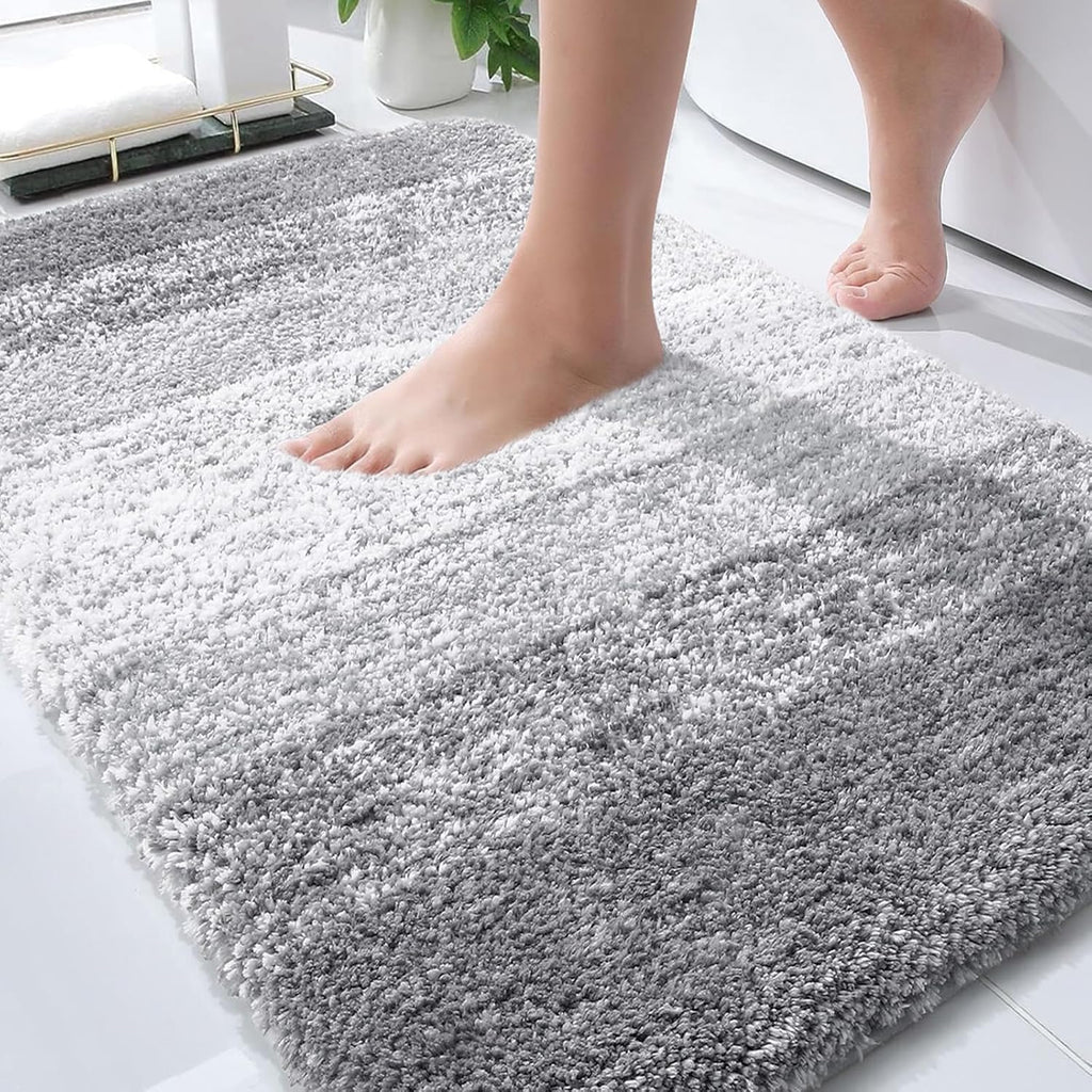 OLANLY Bathroom Rug Mat - Extra Soft Microfiber Non-Slip Bath Carpet | 30x20 Light Grey, Machine Washable