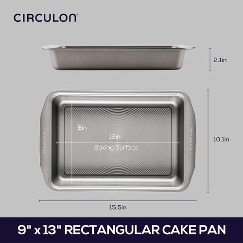 Circulon Nonstick Bakeware - 9 Inch x 13 Inch Rectangle Cake Pan | Durable Gray Finish