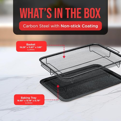 Bakken Swiss Crisper Tray - Non-Stick Gray Marble Coating | 2-Piece Set for Healthier Cooking