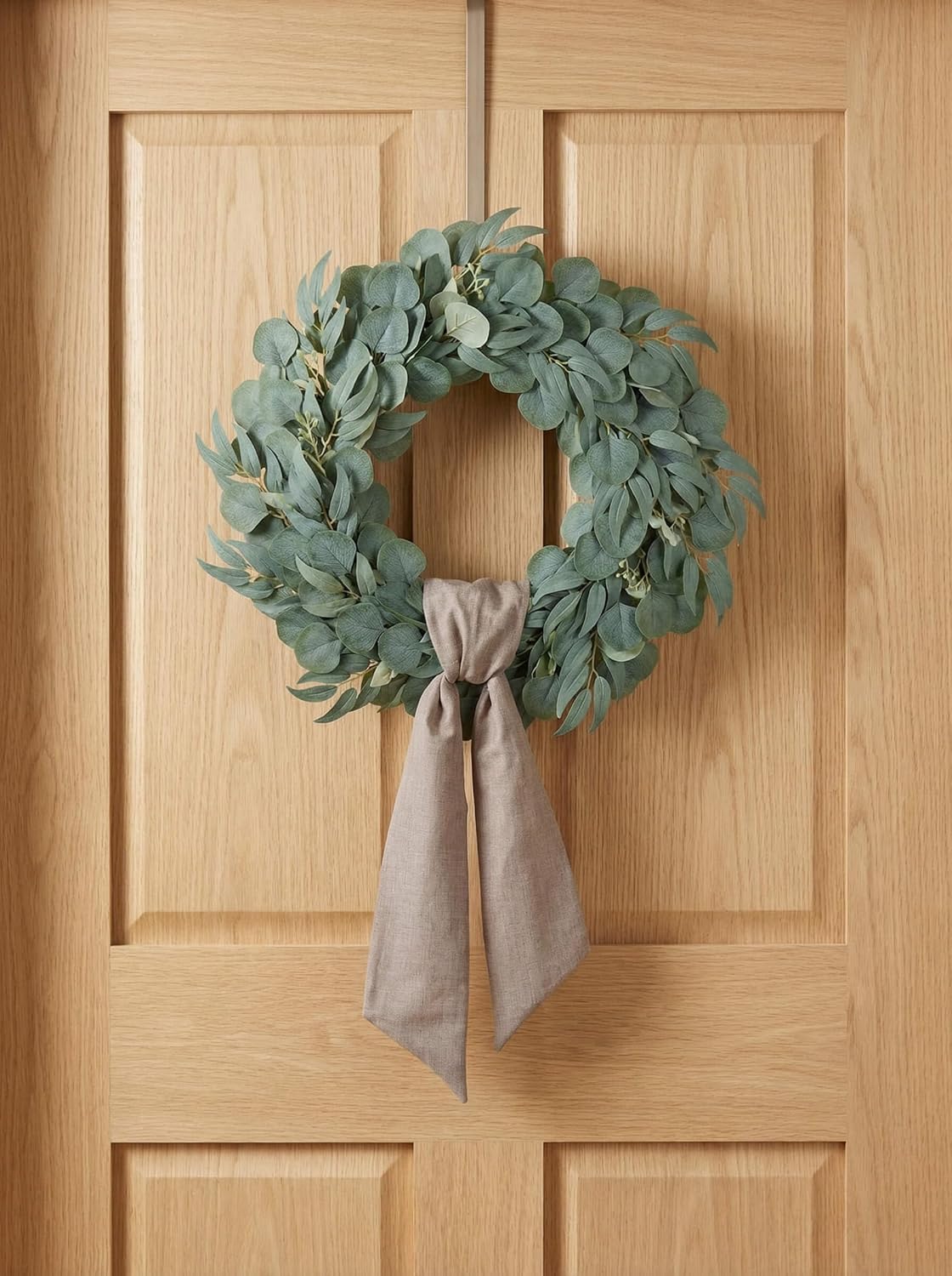 YKW Brown Wreath Sash - 55"x5" Linen Look Blank Ribbon for DIY Embroidery | Rustic Holiday Decor