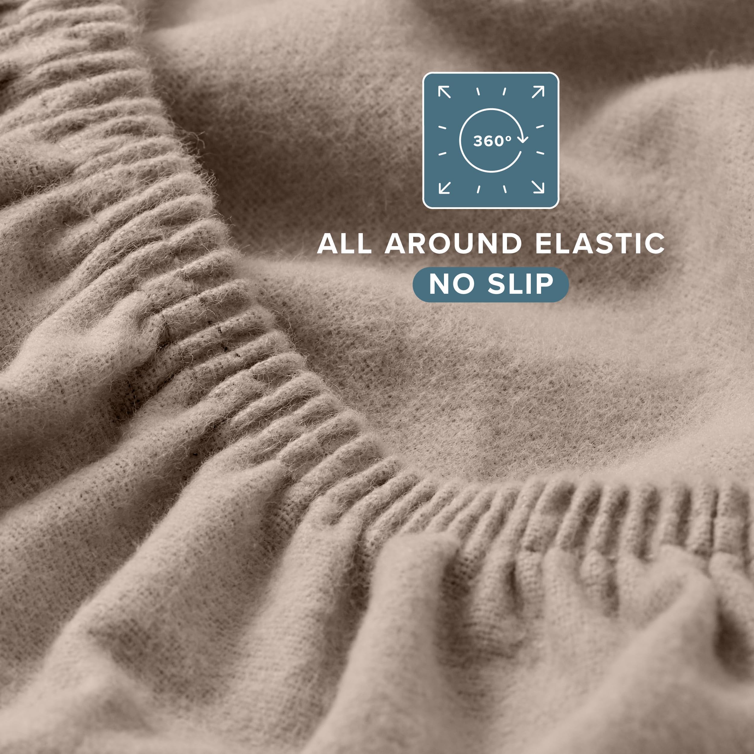 Bare Home Flannel Fitted Bottom Sheet 100% Cotton, Velvety Soft Heavyweight - Double Brushed Flannel - Deep Pocket (Twin, Taupe)