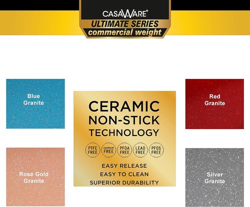 CasaWare Toaster Oven Baking Pan - Ultimate Series Commercial Weight | Non-Stick Ceramic, Silver Granite, 11 x 9 x 2-Inch