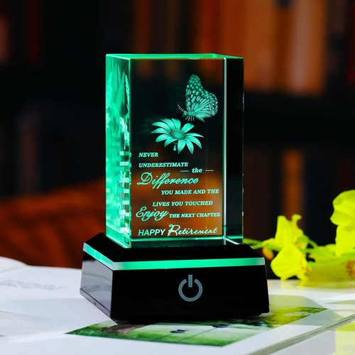 3D Crystal Retirement Gift | Skiennix Going Away Keepsake for Coworkers & Friends - Perfect Farewell Gift