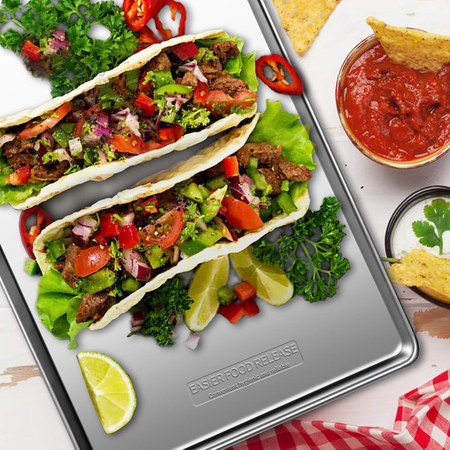 Skiennix Baking Sheet Set - Heavy Duty Stainless Steel Cookie Pans | Non-Toxic, Easy Clean, 5 Sizes (9-18 Inch)