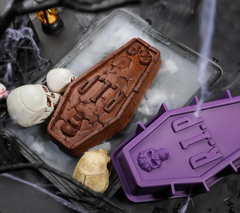 Webake Silicone Coffin Cake Pan, 12 Inch Large Tombstone Shaped Cake Mold for Baking Halloween Themed Party