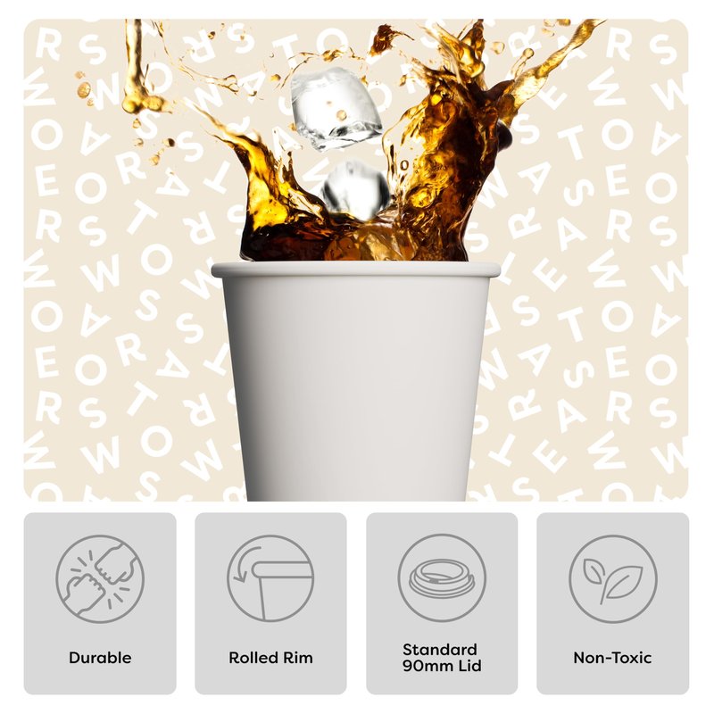TOSSWARE GO 16oz Hot Cups - Set of 100, premium quality food safe coffee cups, FDA-compliant recyclable paper cups, single wall cups for hot and cold drinks, disposable 16oz white party cups