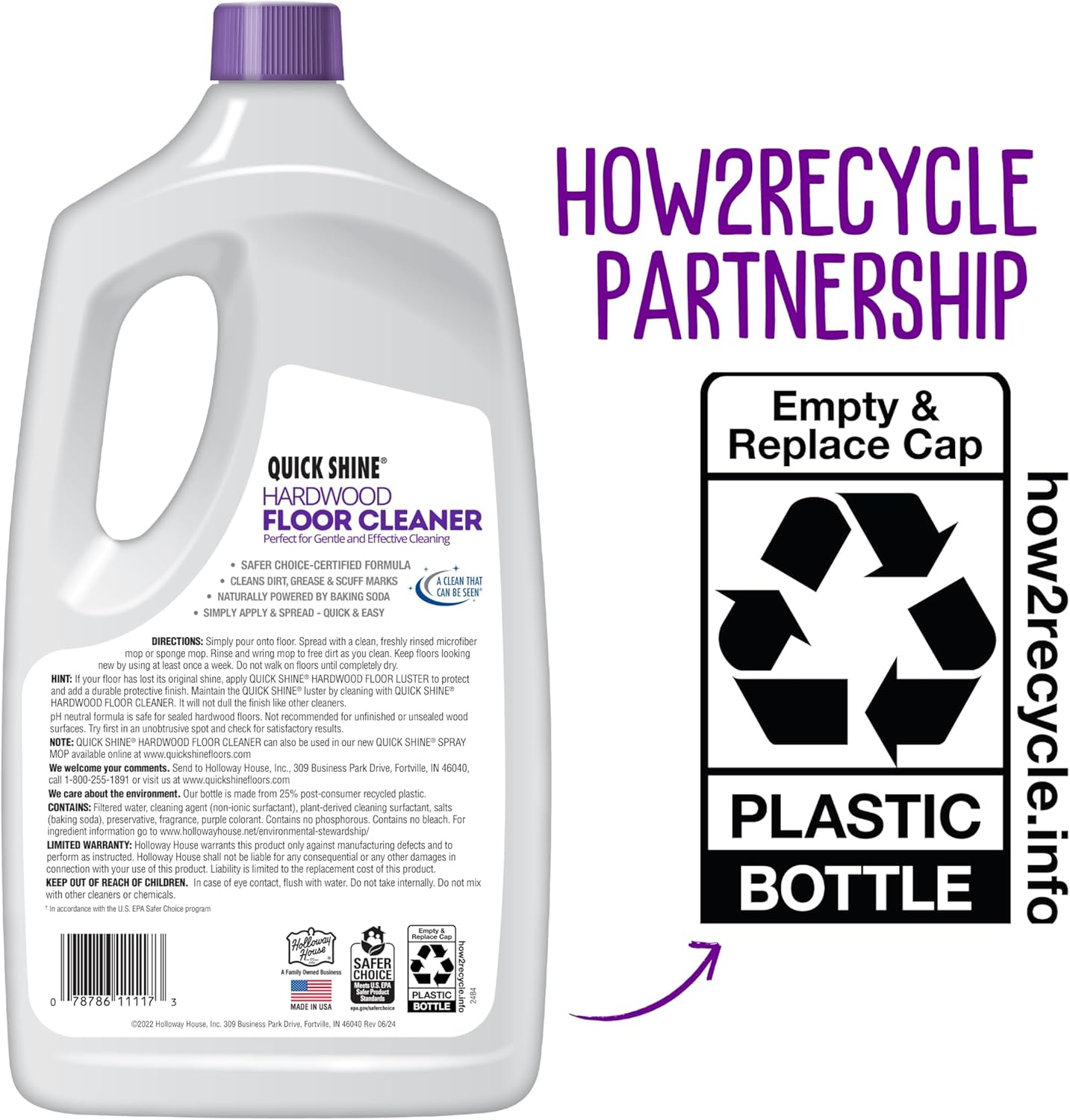 Quick Shine Hardwood Floor Cleaner 64oz - Streak-Free, No Rinse Formula | Ideal for Spray & Vac Mops