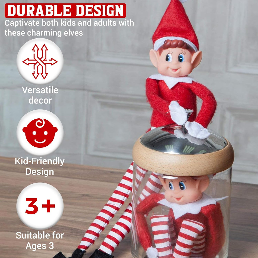 Naughty Elf Couple | 12-Inch Boy & Girl Christmas Elf Figures - Soft Bodies & Vinyl Faces for Festive Holiday Decor