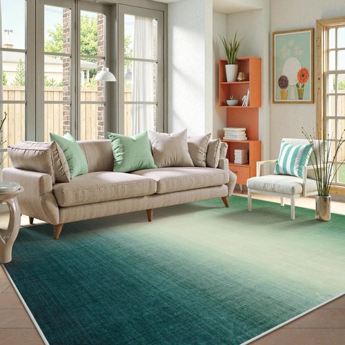 LIVEBOX 8x10 Area Rugs for Living Room, Green Ombre Non-Slip Washable Rugs, Abstract Modern Cute Large Area Rug for Bedroom Indoor, Carpet for Playroom Nusrery Kids Girls Room Office (Green,8'x10')