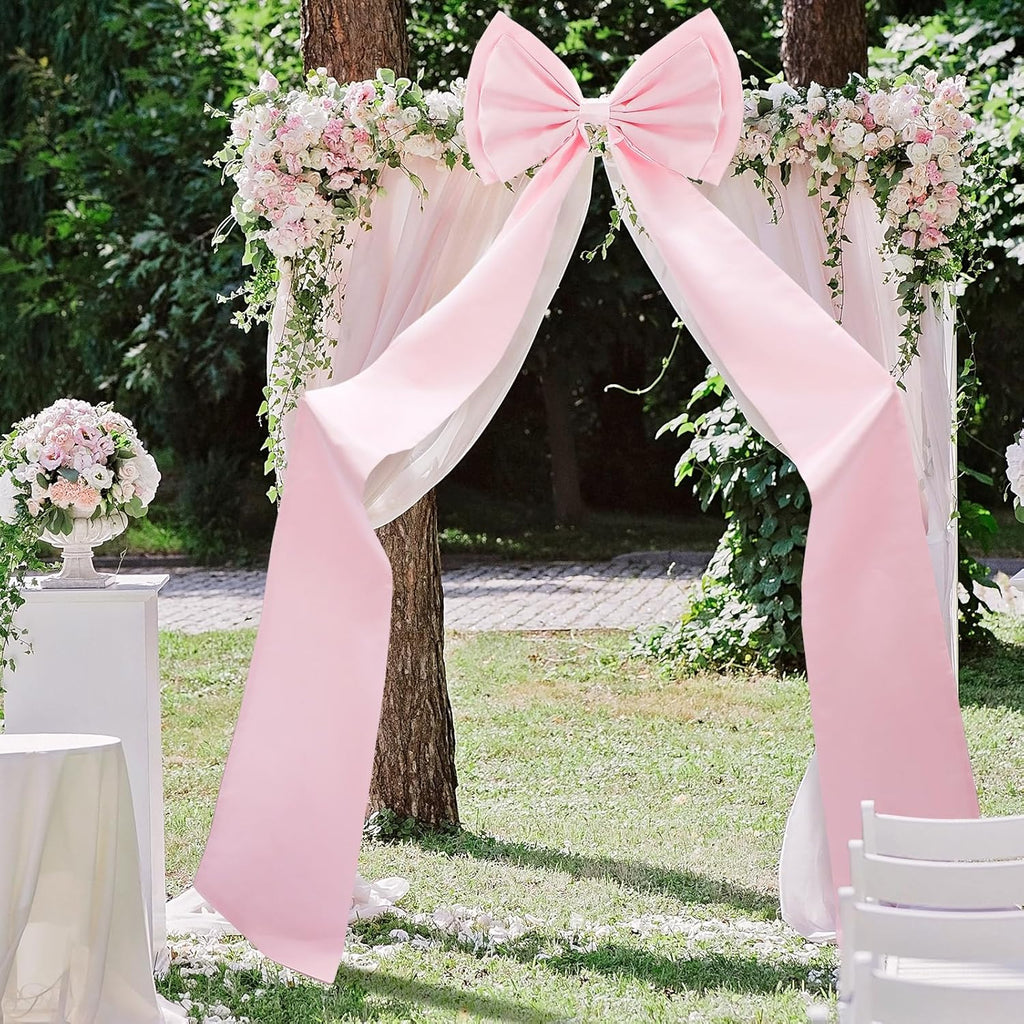 Wavwavw Giant Pink Bow Decor - Oversized 75x18 Inch Ribbon Tie for Baby Shower & Party Backdrop