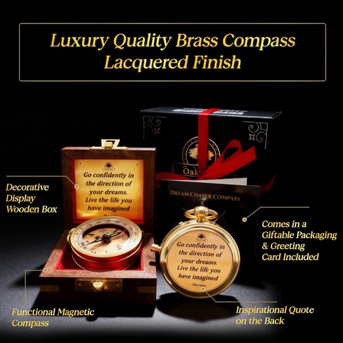 Dream Chaser Compass | Unique Graduation Gift for Him - Motivational Card Included, Perfect for College & High School