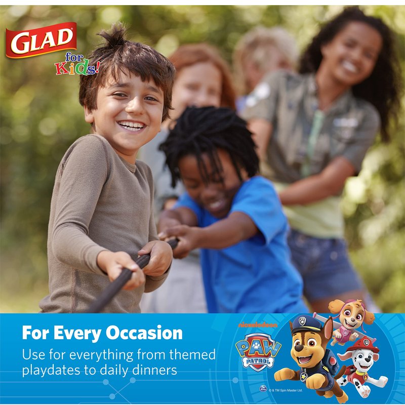 Glad for Kids Paw Patrol Disposable Paper Plates, Heavy Duty Soak Proof Microwavable Kids Plates for Parties, Birthdays, and Everyday Meals, Core Pups Blue, 7 Inch, 20 Count - 5 Pack