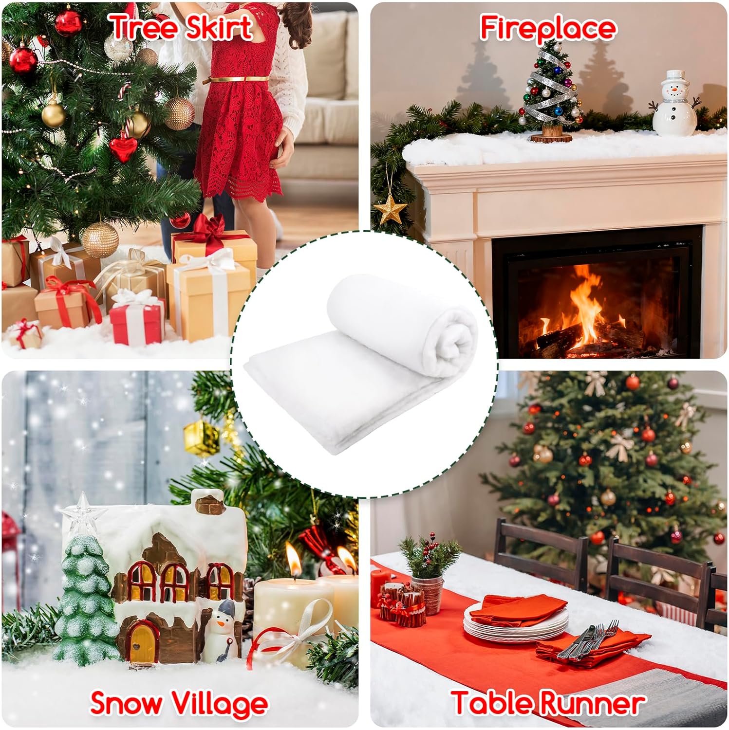 Skiennix Christmas Fake Snow Blanket - 3x15 FT Large Artificial Snow Roll for Holiday Decor | Winter Wonderland Accents