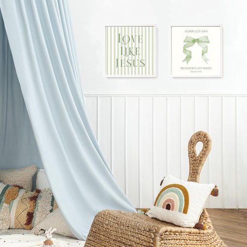 LARTSFRO Coquette Wall Art Decor - Sage Green Bow Christian Posters | Inspirational Bible Verses, 10x10 Inch Set of 4 (Unframed)