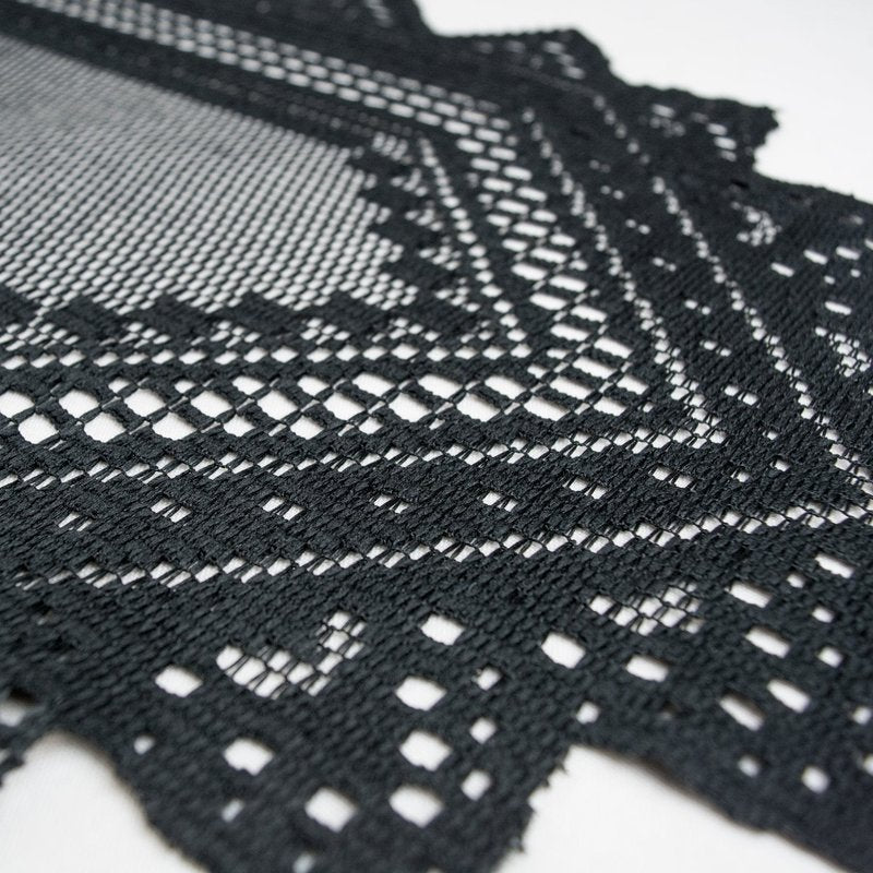 DII Black Lace Overlay Tabletop Collection Gothic Halloween Decor, Table Runner, 14x72, Black