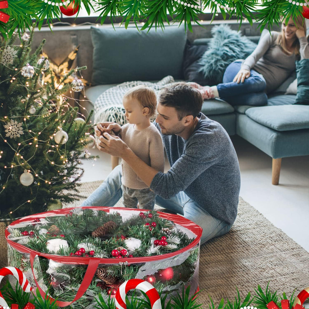 ProPik Christmas Wreath Storage Bag - Waterproof 36" Clear PVC Container | 2 Pack for Holiday Decor