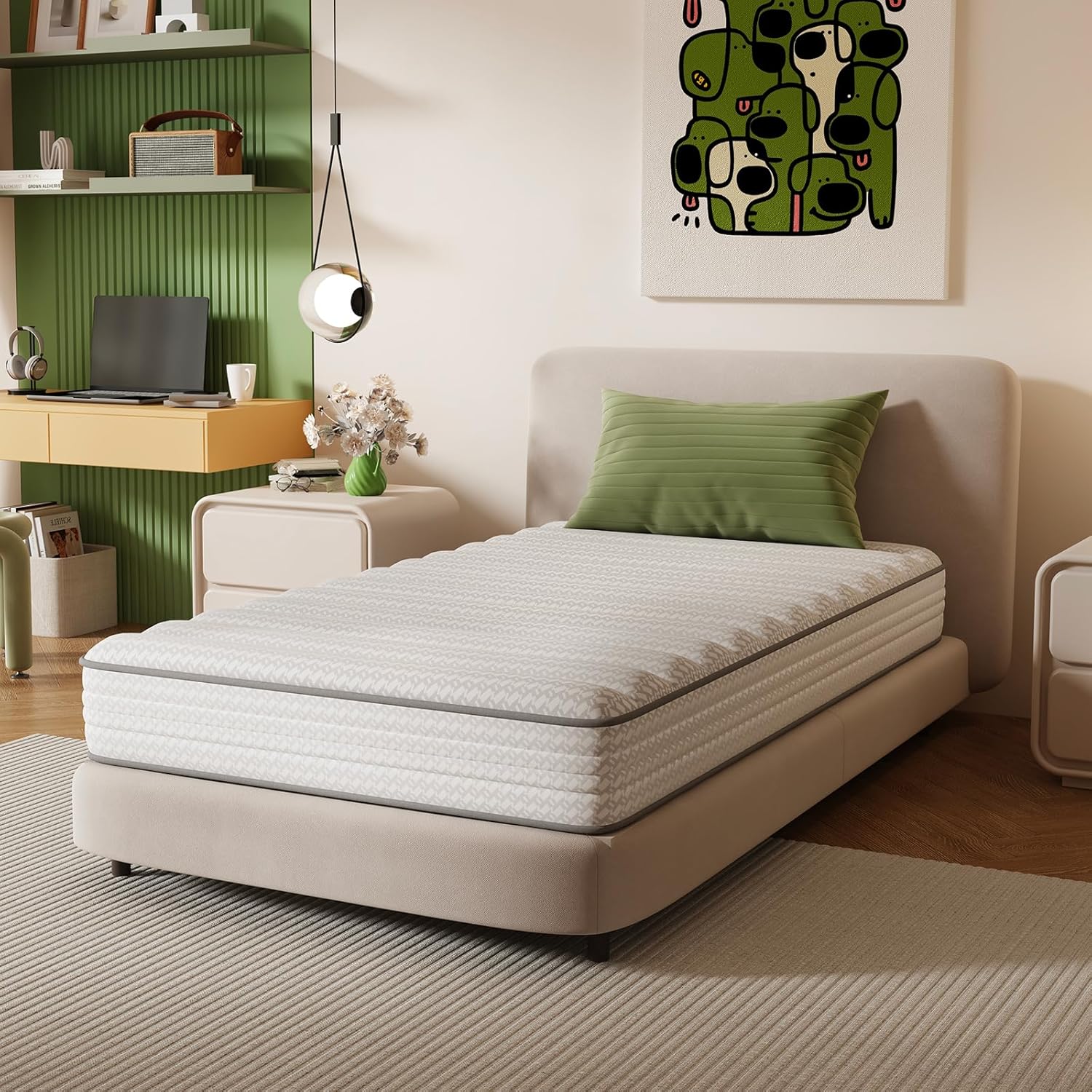 Novilla Twin Mattress - 6 Inch Medium Plush Hybrid Mattress with Smarts™ Coil for Pressure Relief | CertiPUR-US Certified