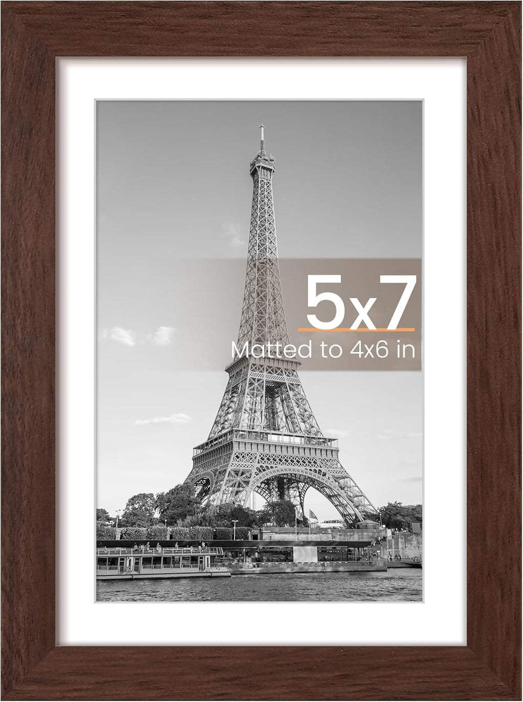 Upsimples 5x7 Picture Frame - Versatile Display for 4x6 or 5x7 Photos | Brown, Wall Hanging, 1 Pack