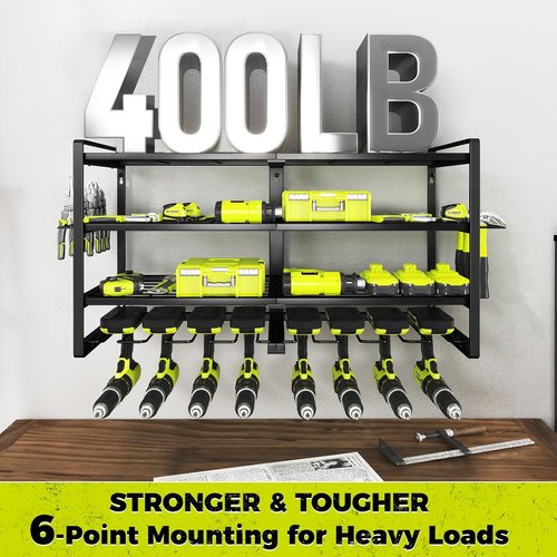 KAFAHOM Power Tool Organizer - Heavy Duty 4-Layer Wall Mount Storage Rack for Drills & Tools