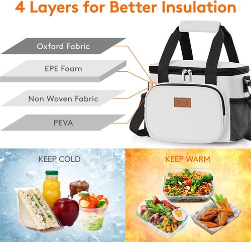 Lifewit Insulated Lunch Bag - Soft Cooler Tote for Men & Women | 12-Can Capacity, Silver Gray