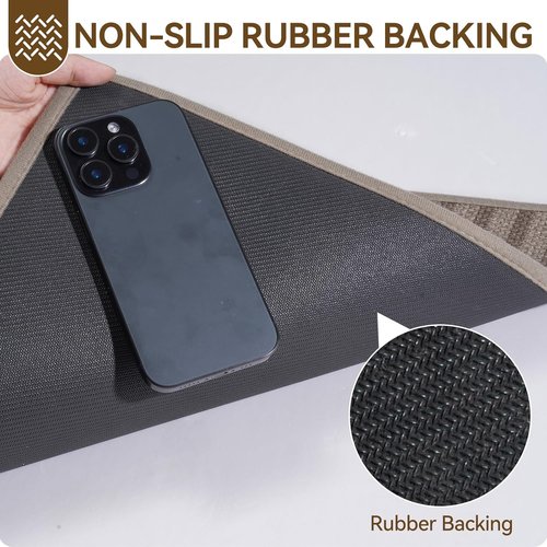 Front Door Mat - Absorbent Non-Slip Indoor Doormat | Easy Clean 17''x30'' Brown