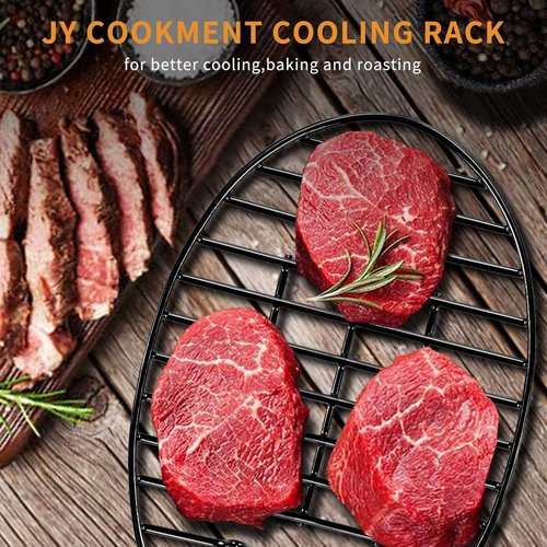 JY COOKMENT Roasting Rack with Integrated Feet, Cooling Drying Rack With Enameled Coating, PTFE Free, Great for Cooking, Roasting, Drying, Grilling, Dishwasher Safe (12.5"x8.5")