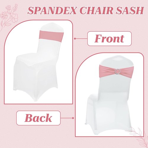 MDS Spandex Chair Sashes - Pack of 150 Universal Elastic Stretch Ties with Buckle Slider - Dusty Rose