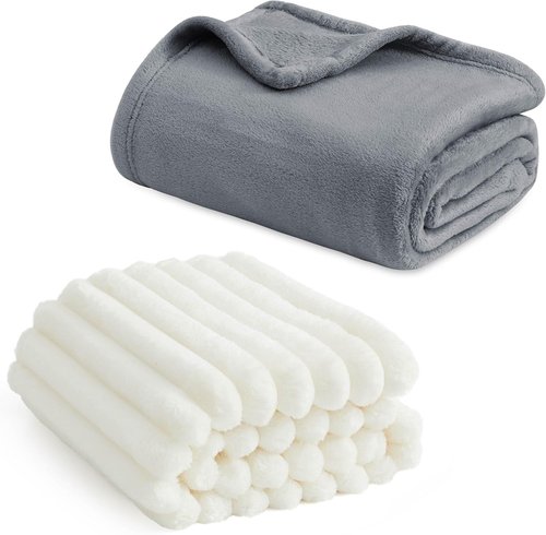 Bedsure Fleece Bed Blanket - Soft & Cozy Queen Size in Grey | 90x90 Inches for Ultimate Comfort