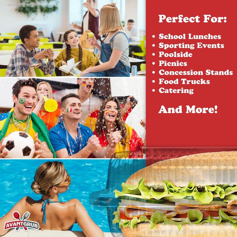 Sturdy, Locking Plastic Hot Dog Trays. 50 Pack. Premium, Disposable Food Presentation Boats for Takeout and to-Go Meals. Made from PET. Ridged Edge Designs Give an Upscale Look