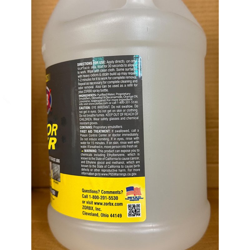 ZORBX Stain & Odor Remover & Cleaner Spray 128 FL Oz Refill – Scrub Free Formula - Bleach Free Stain & Smell Eliminator for Shower, Bathroom, Ceiling, Carpet, Cars, Walls & Wood