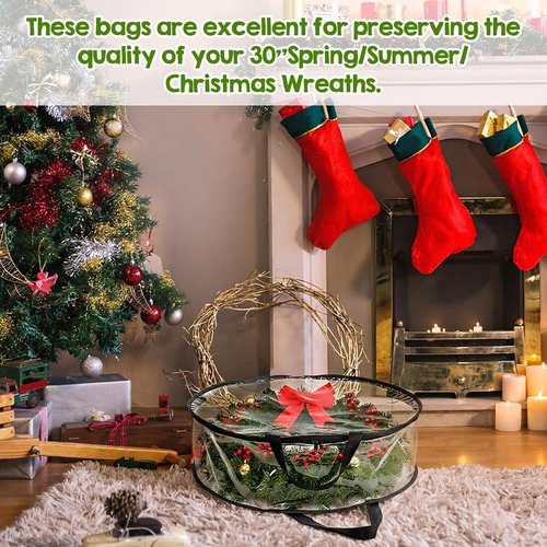 Clear Wreath Storage Bag by [Brand Name] - 5 Pcs Waterproof Christmas Garland Holders | 24 x 8 Inch with Handles