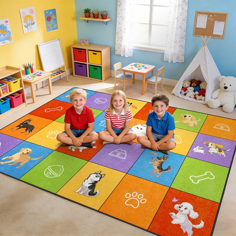 Boshengya Space Rockets Rug for Kids Room 48x72'' Solar System Area Rugs for Boys Bedroom Kids Rugs for Playroom Space Planet Theme Rug Living Room Dining Room Decor