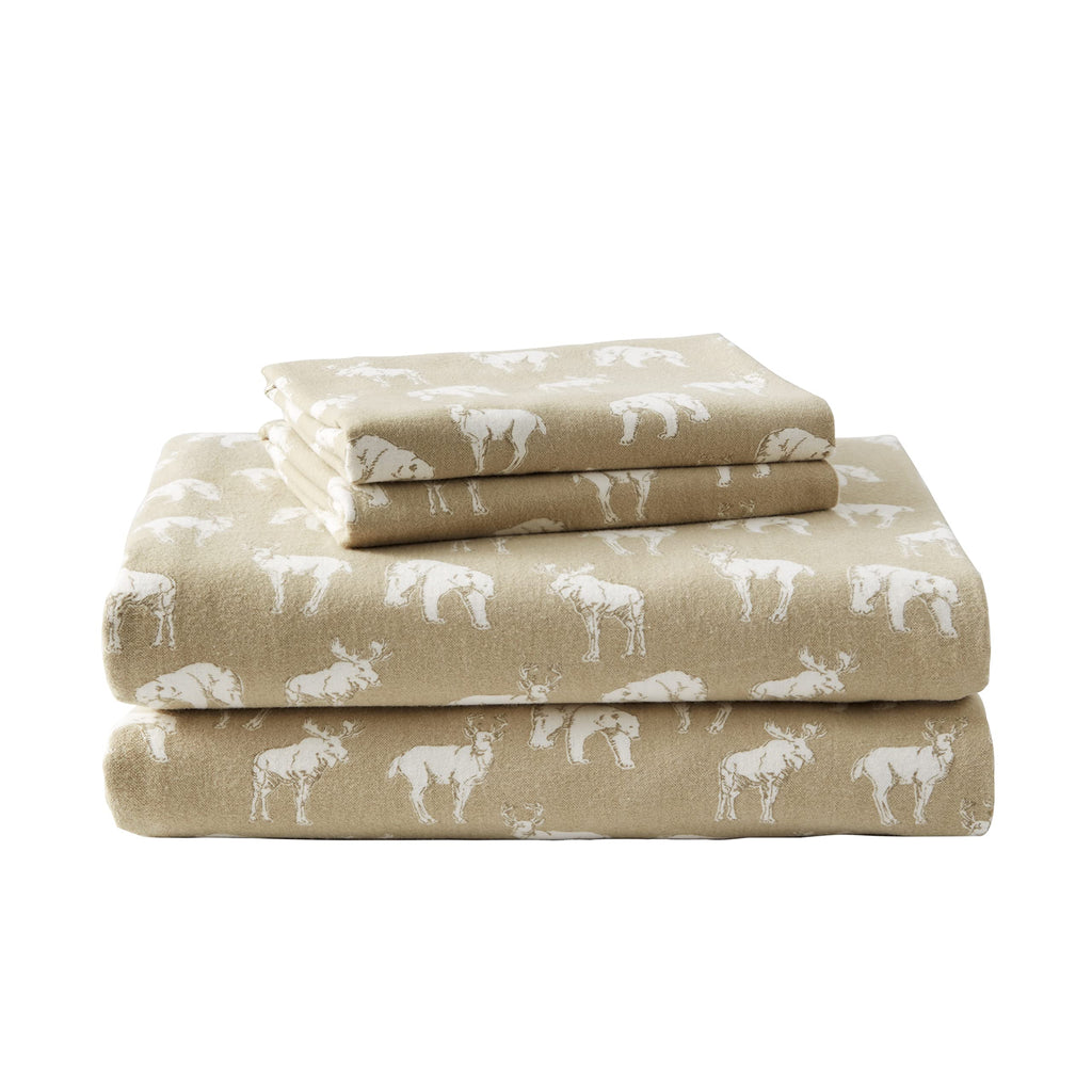 Eddie Bauer - King Sheets, Cotton Flannel Bedding Set, Brushed for Extra Softness, Cozy Home Decor (Buckhead Ridge, King)