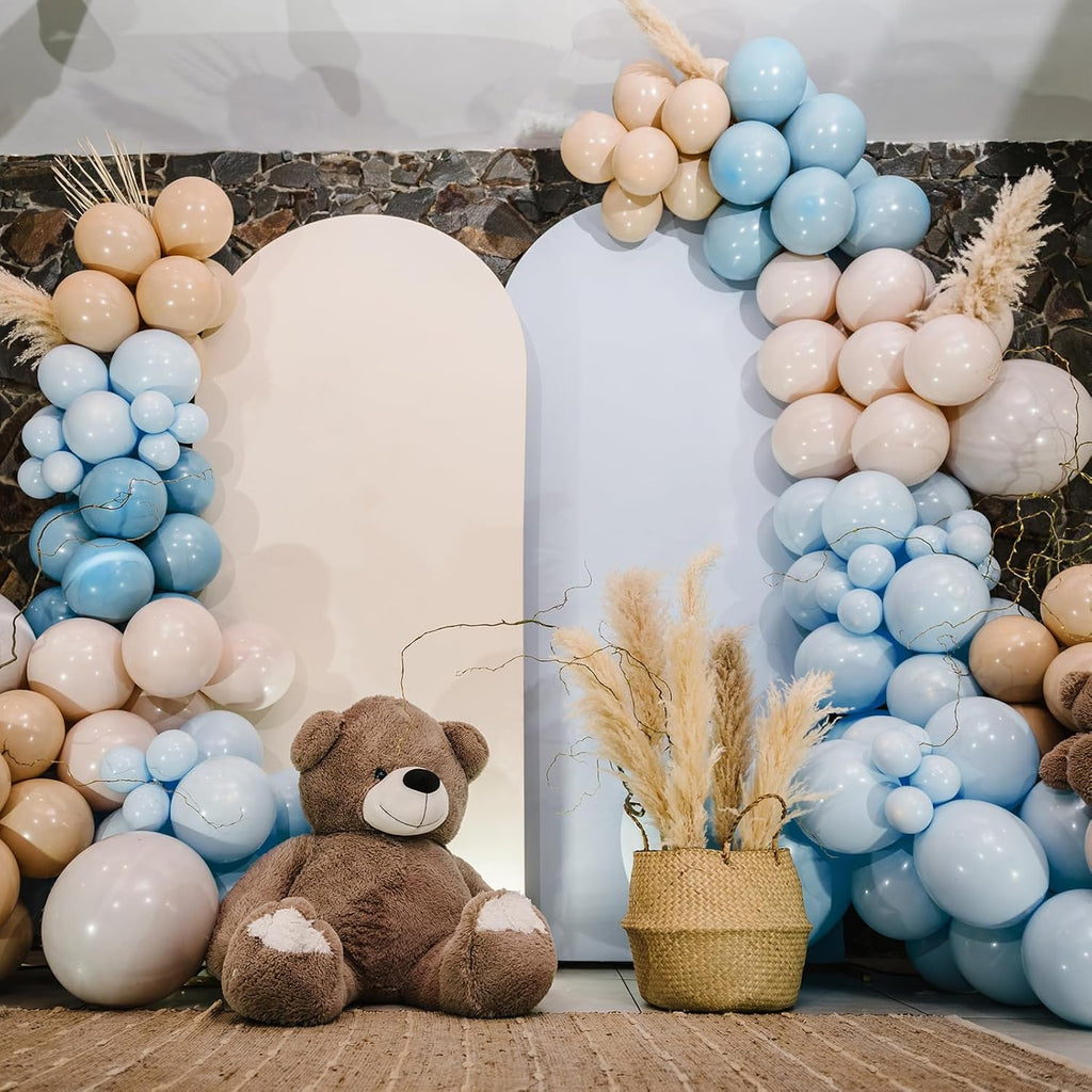 RUBFAC Light Baby Blue Balloons - 135pcs in Various Sizes for Baby Shower & Party Decor | Latex Pastel Blue