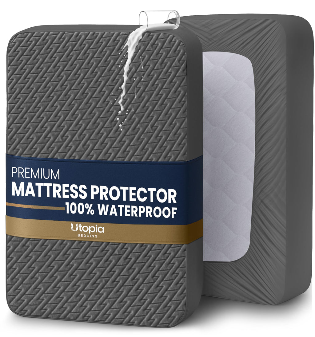 Utopia Bedding Waterproof Mattress Protector King Size (Gray), Premium 3D Air Soft Fabric Mattress Cover, Fits 17 Inches Deep, Breathable, Fitted Style with Stretchable Pockets