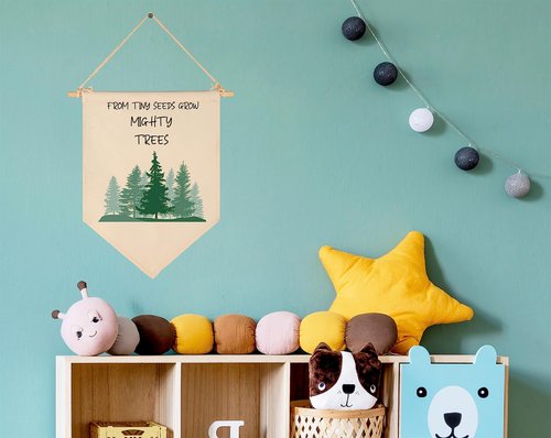 from Tiny Seeds Grow Mighty Trees-Green Forest-Flag Sign Gifts for Baby Boys Girls Kids-Banner Pennant Wall Decor Gifts for Nursery Bedroom Playroom -Baby Gift Shower-New Home Christmas Gift