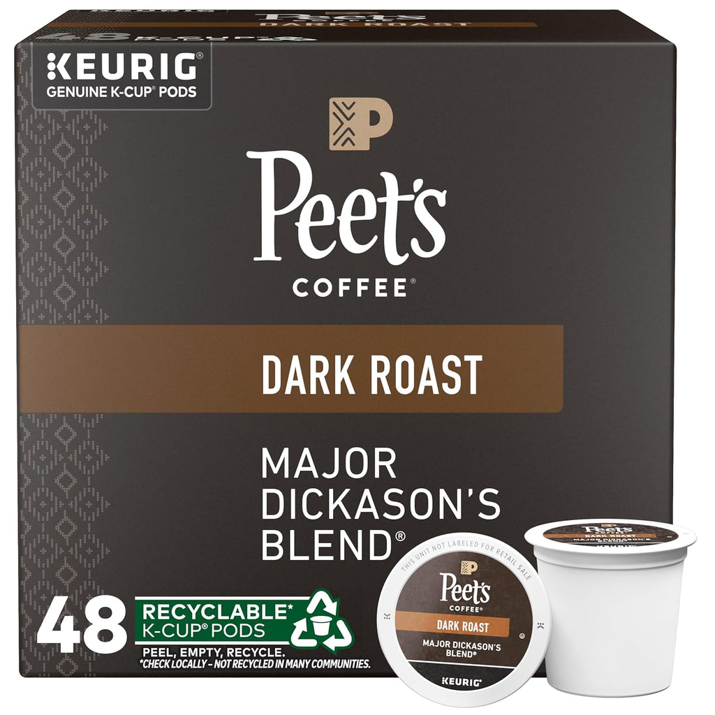 Peet's Coffee Dark Roast K-Cup Pods - 100% Arabica Major Dickason's Blend | 48 Count Box