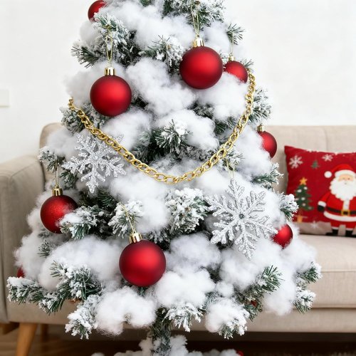 Christmas Fake Snow Decor by 1LB - Vacuum-Packed Cotton Fluff for Indoor Decoration | Perfect for Crafts & Holiday Displays