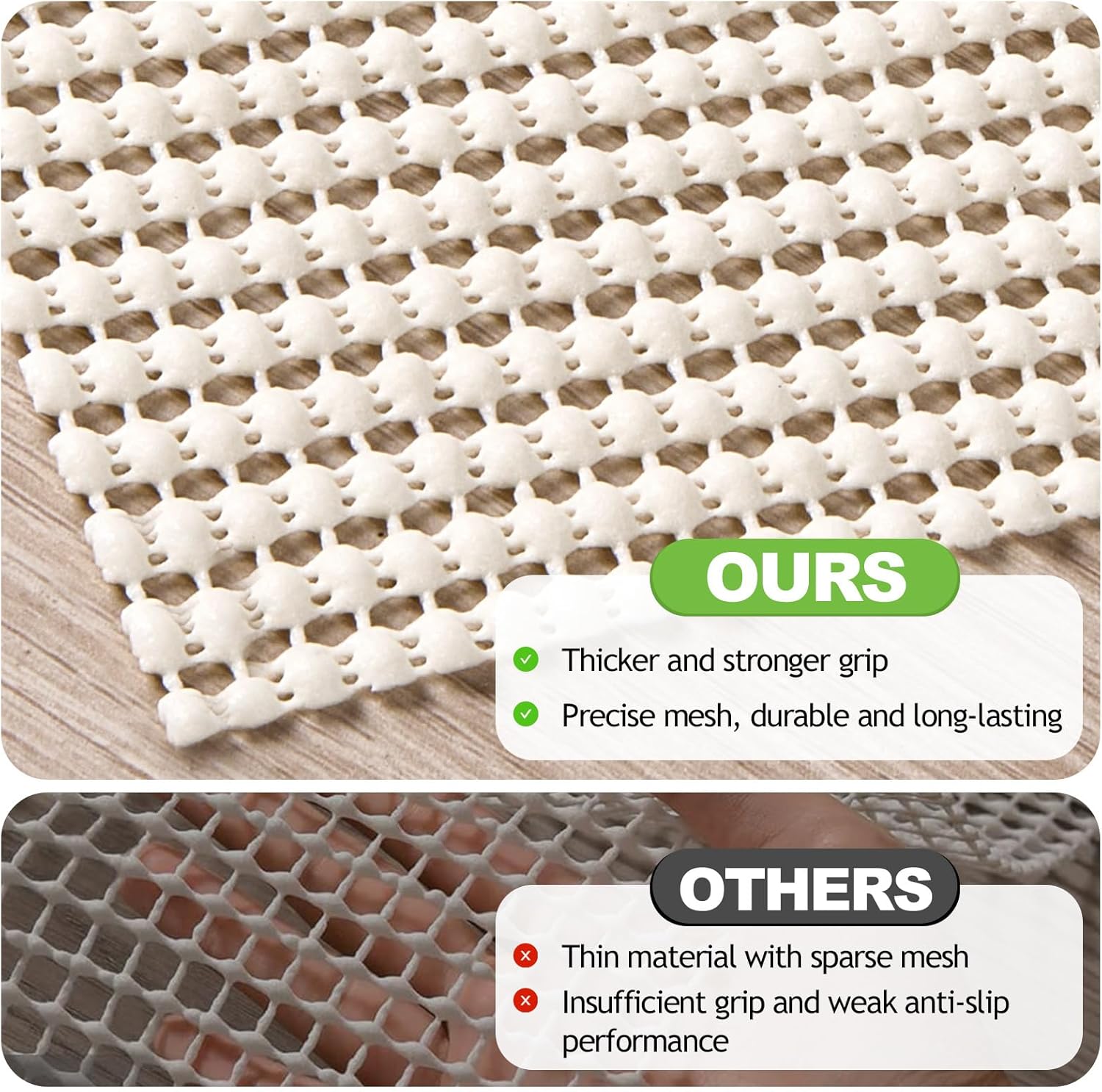 Songrey Non-Slip Rug Pad Gripper - Extra Thick 2x3 FT Carpet Pad for Hard Surfaces | Prevents Sliding & Provides Comfort