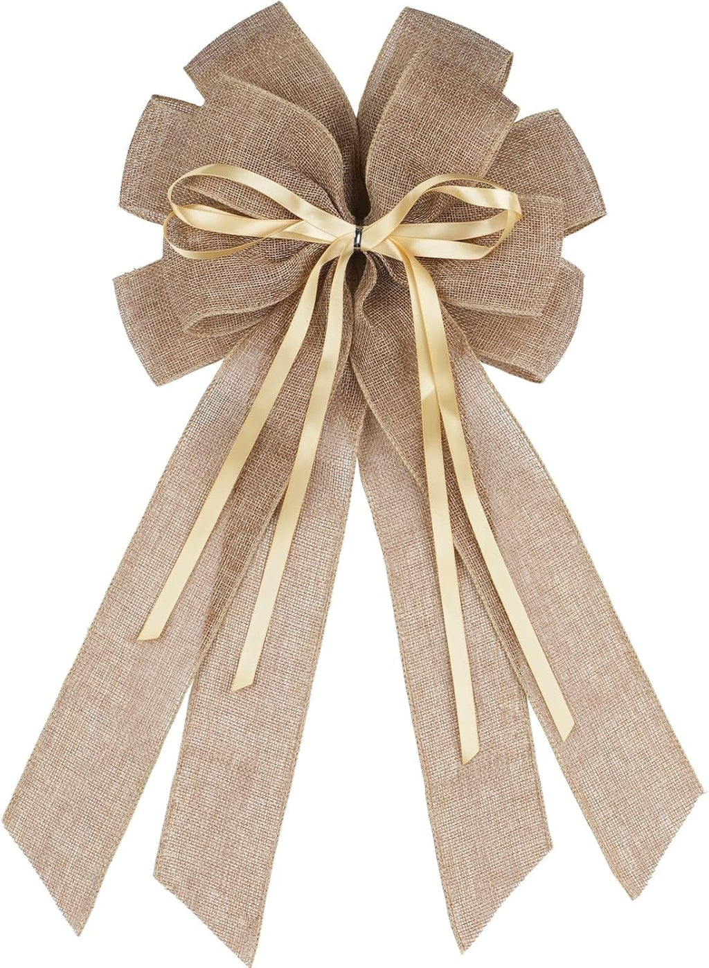 YKW Large Brown Burlap Bow | Rustic 20x11 Inch Wreath Decor for Fall & Wedding Ornaments