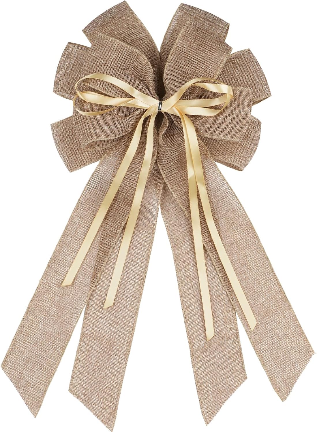 YKW Large Brown Burlap Bow | Rustic 20x11 Inch Wreath Decor for Fall & Wedding Ornaments