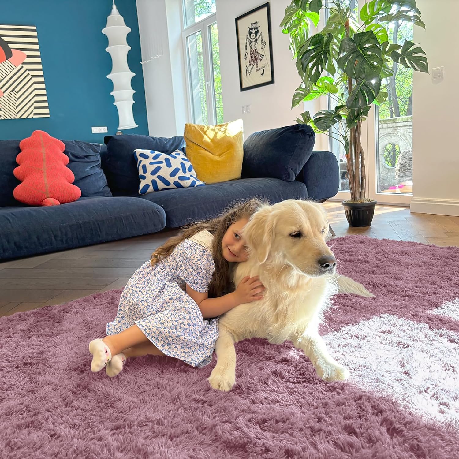 OLANLY Runner Rugs - Soft, Machine Washable Shaggy Carpet for Hallways & Bedrooms | Blush Color